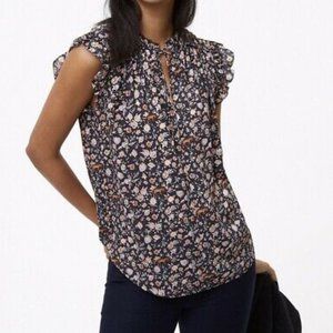 LOFT Cougar Print Flutter Blouse Medium
